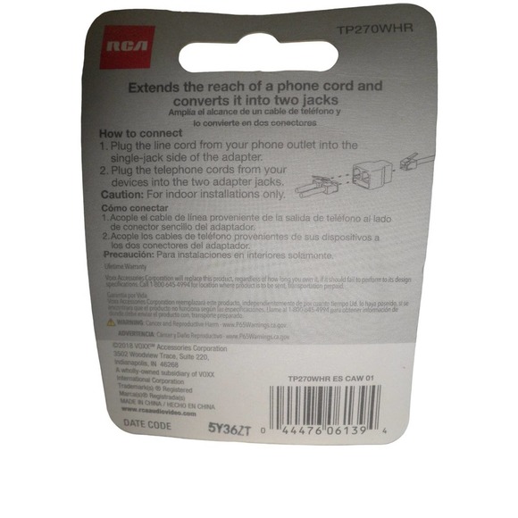 6 RCA Moduler In-Line Splitters, Phone Jack Splitter, TP270WHR, White, Free Ship - Picture 4 of 5